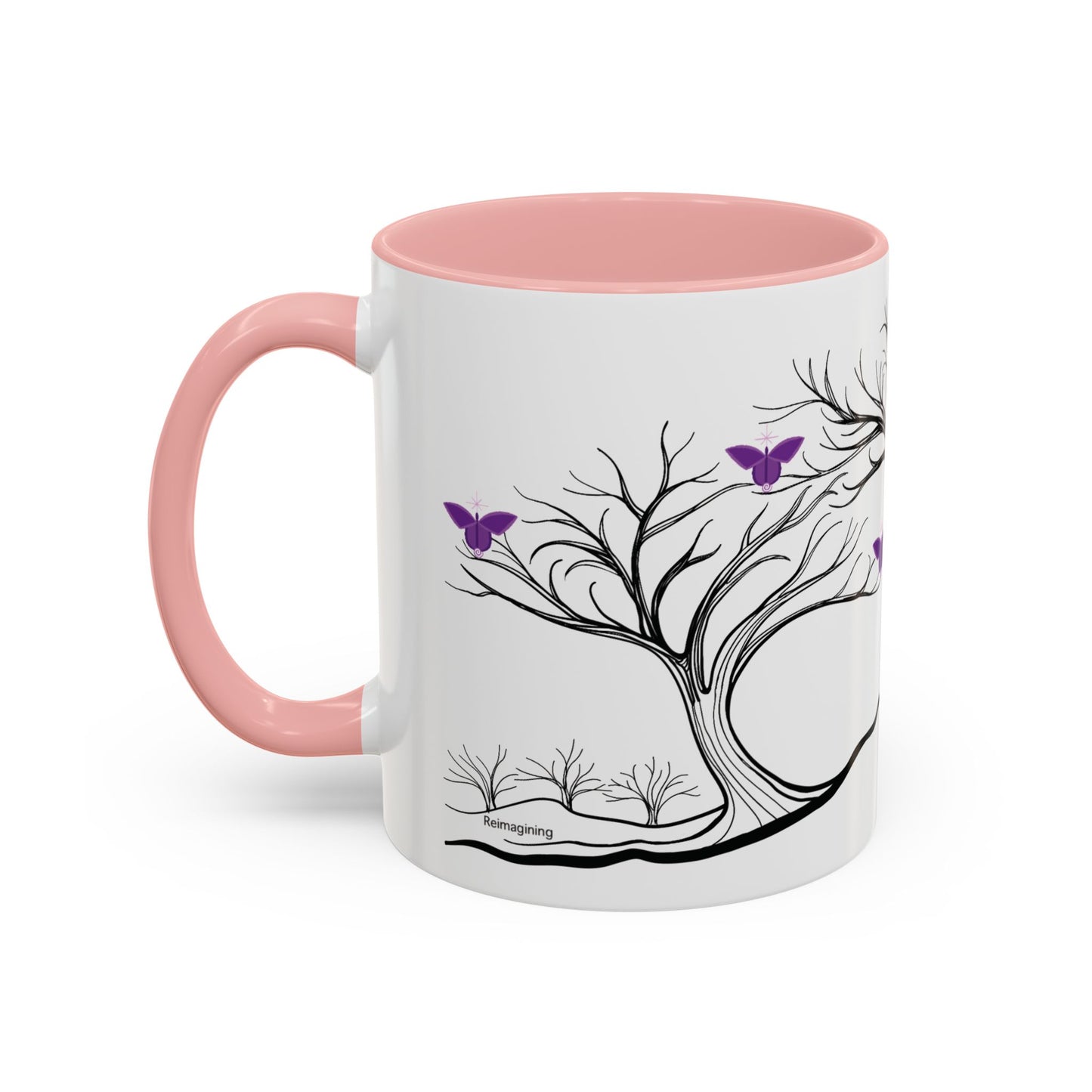 "Reimagining", IMAGINE™ Series, Hand-Drawn Art Print, White Ceramic Accent Mug—7 of 7 Butterfly Graces Collection—15 oz or 11 oz