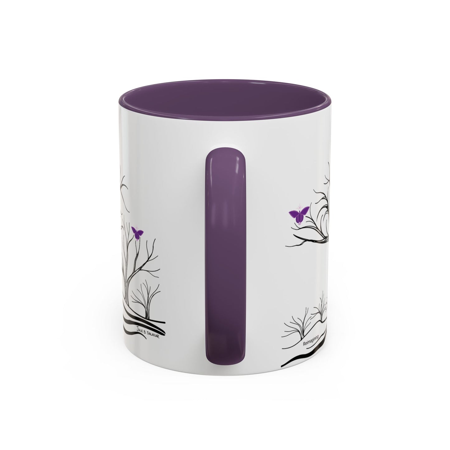 "Reimagining", IMAGINE™ Series, Hand-Drawn Art Print, White Ceramic Accent Mug—7 of 7 Butterfly Graces Collection—15 oz or 11 oz