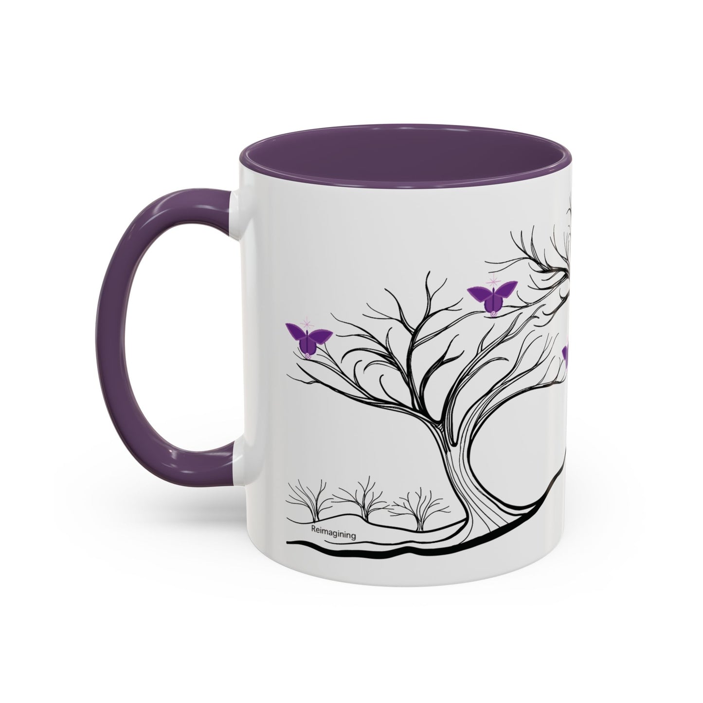 "Reimagining", IMAGINE™ Series, Hand-Drawn Art Print, White Ceramic Accent Mug—7 of 7 Butterfly Graces Collection—15 oz or 11 oz