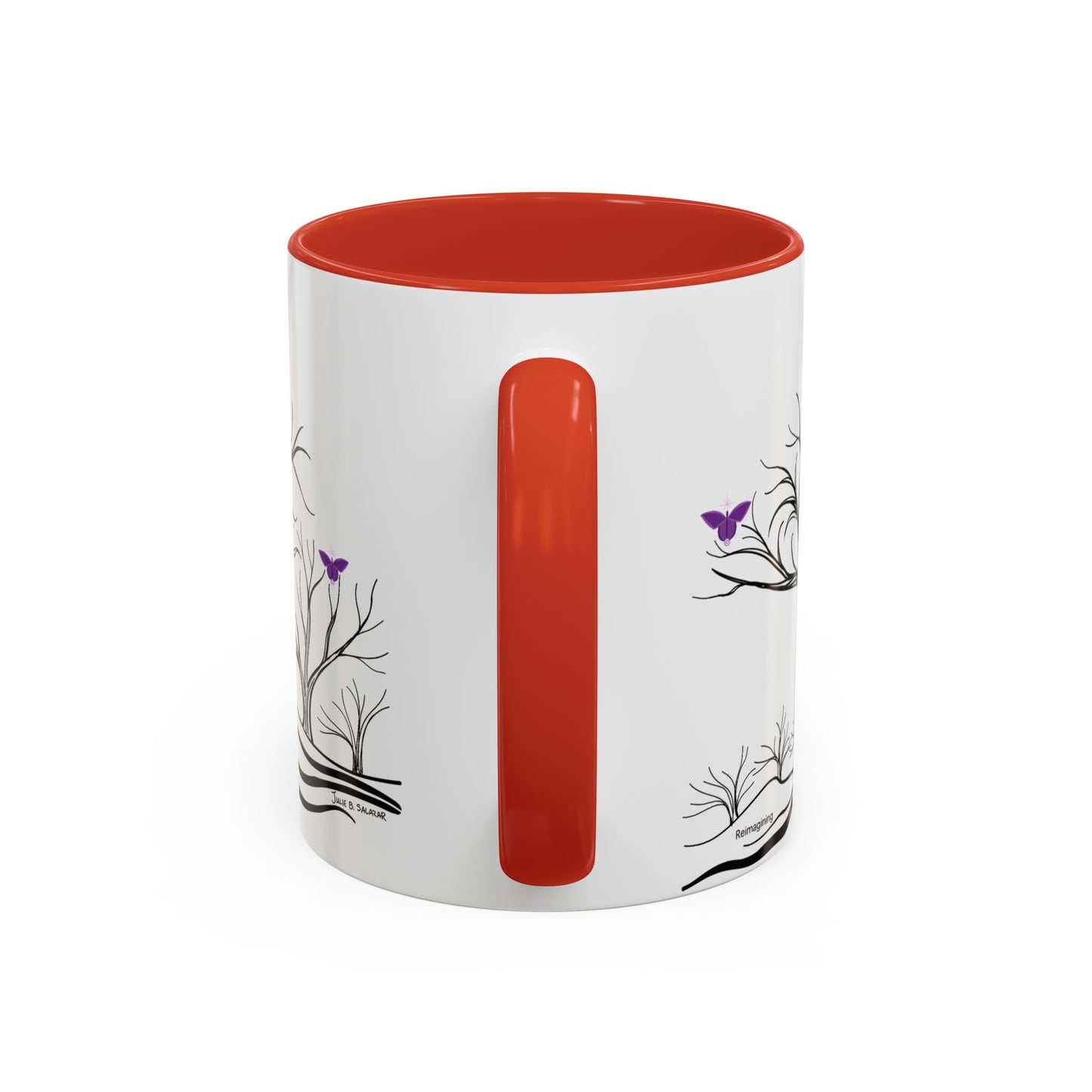 "Reimagining", IMAGINE™ Series, Hand-Drawn Art Print, White Ceramic Accent Mug—7 of 7 Butterfly Graces Collection—15 oz or 11 oz