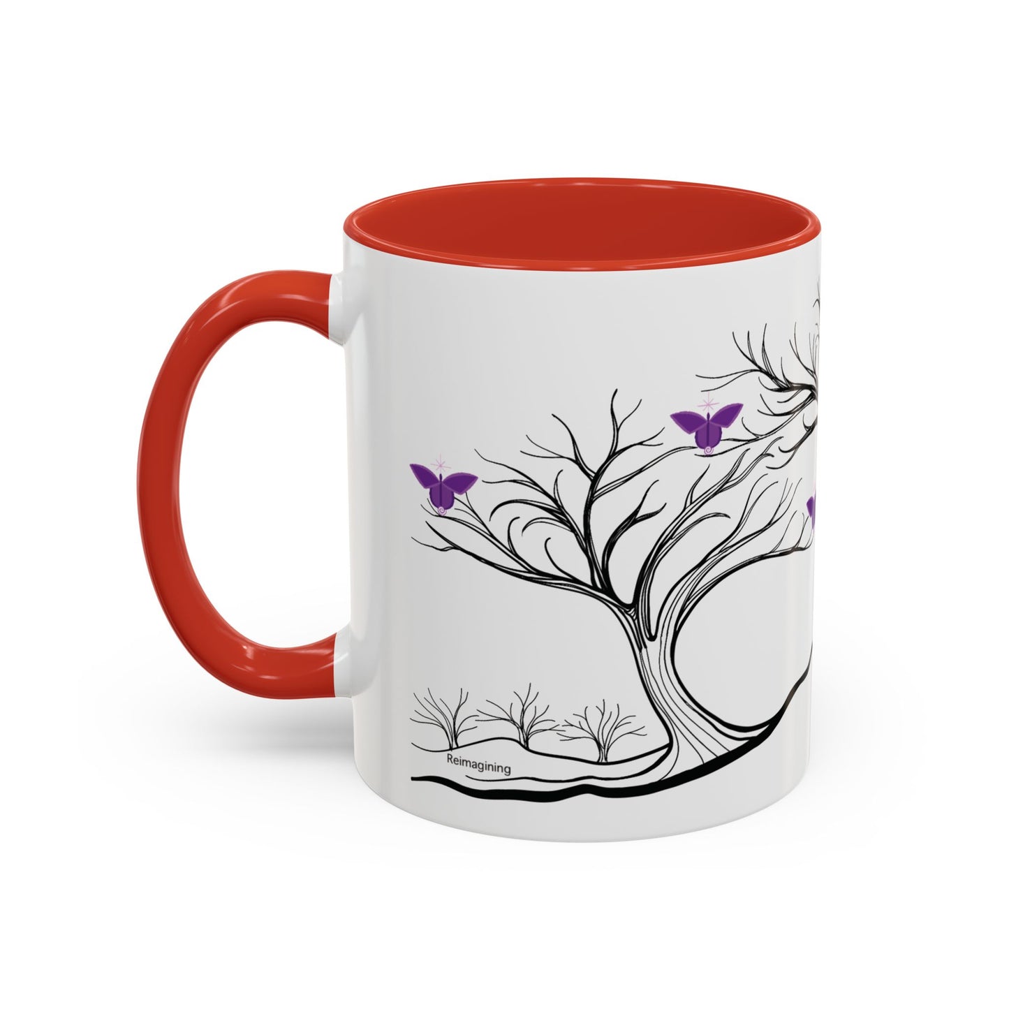 "Reimagining", IMAGINE™ Series, Hand-Drawn Art Print, White Ceramic Accent Mug—7 of 7 Butterfly Graces Collection—15 oz or 11 oz