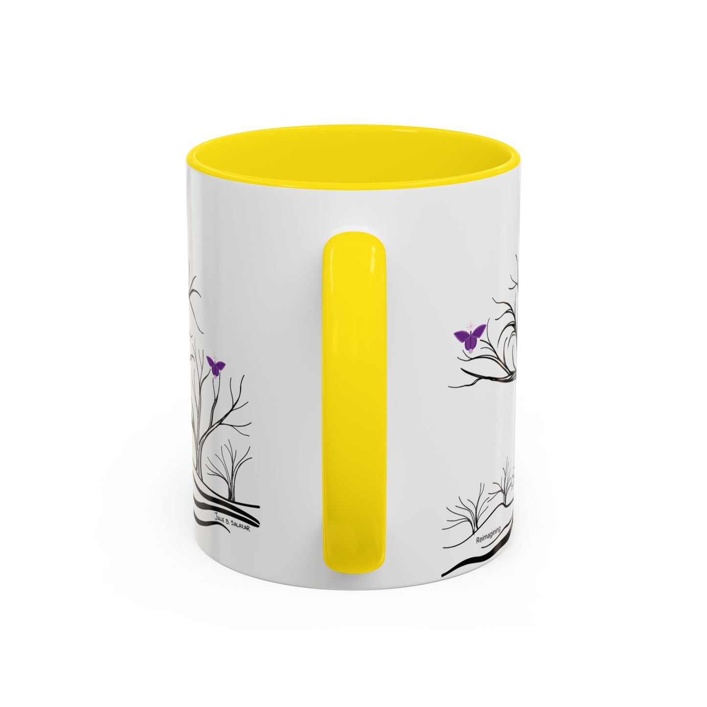 "Reimagining", IMAGINE™ Series, Hand-Drawn Art Print, White Ceramic Accent Mug—7 of 7 Butterfly Graces Collection—15 oz or 11 oz