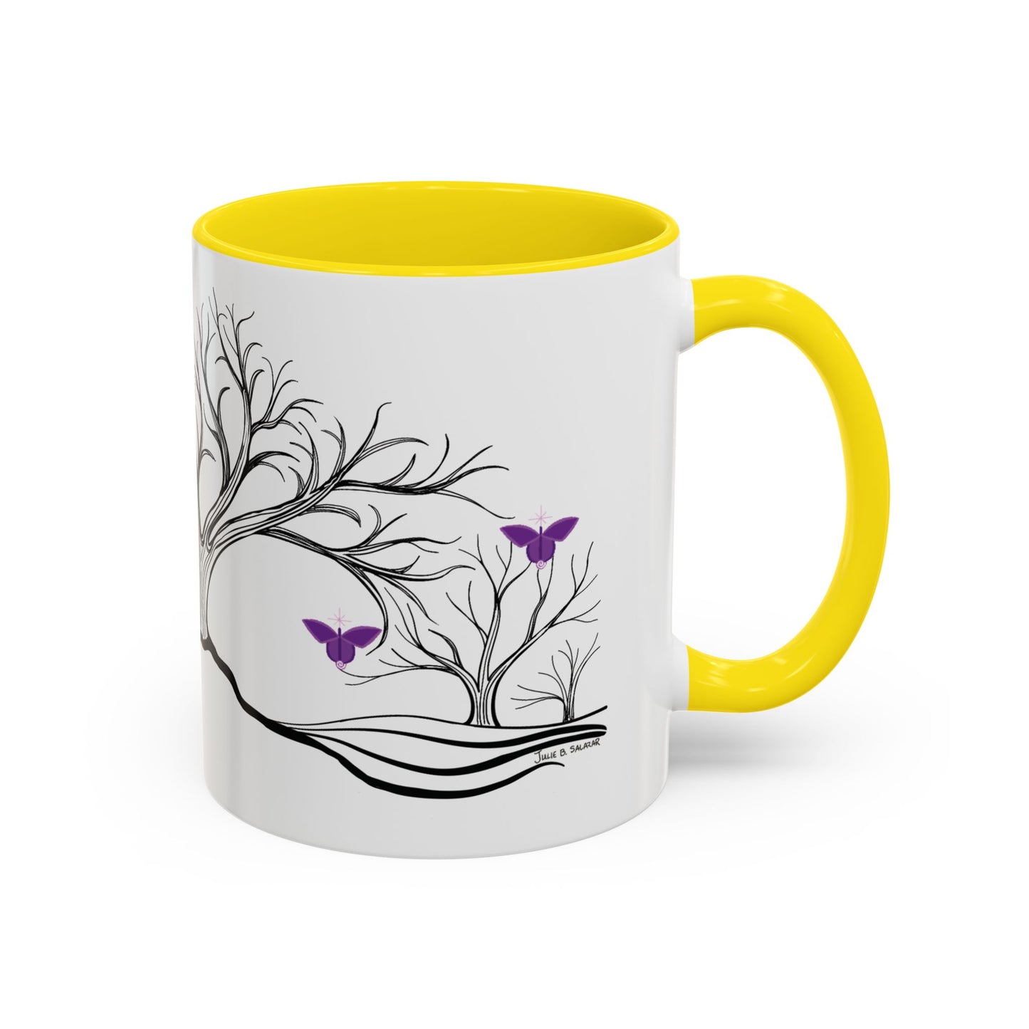 "Reimagining", IMAGINE™ Series, Hand-Drawn Art Print, White Ceramic Accent Mug—7 of 7 Butterfly Graces Collection—15 oz or 11 oz