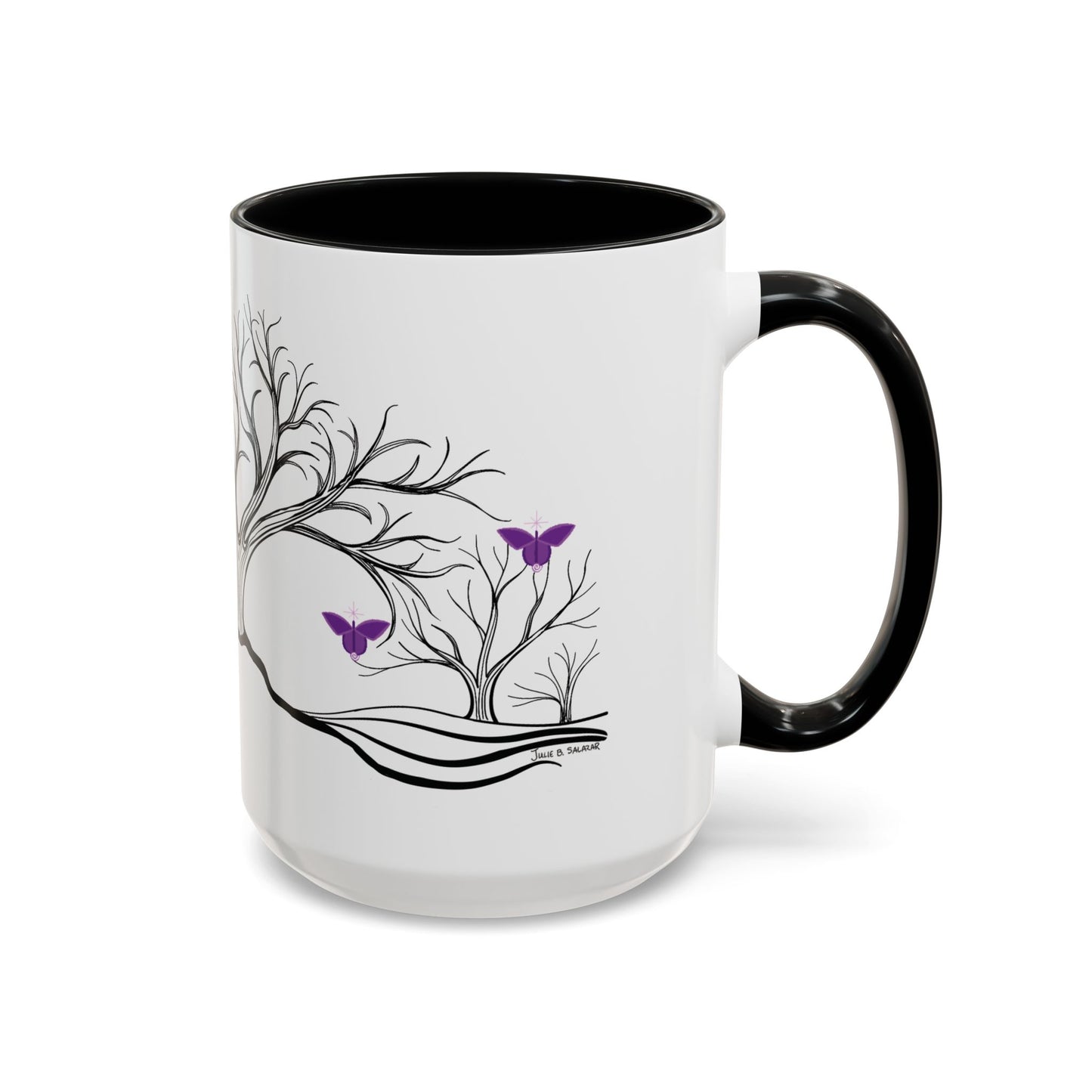 "Reimagining", IMAGINE™ Series, Hand-Drawn Art Print, White Ceramic Accent Mug—7 of 7 Butterfly Graces Collection—15 oz or 11 oz