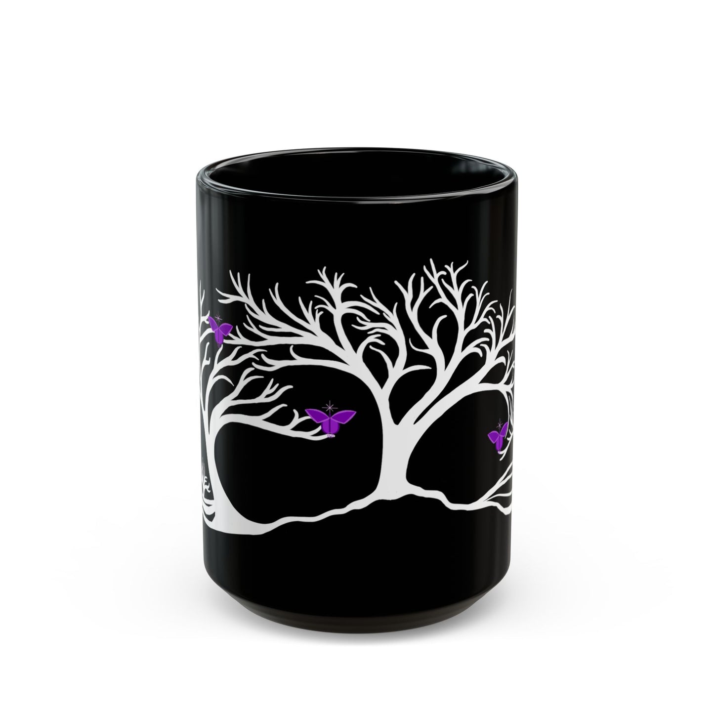 "Reimagining", IMAGINE™ Series, Hand-Drawn Art Print, Black Ceramic Mug—7 of 7 Butterfly Graces Collection—15 oz or 11 oz
