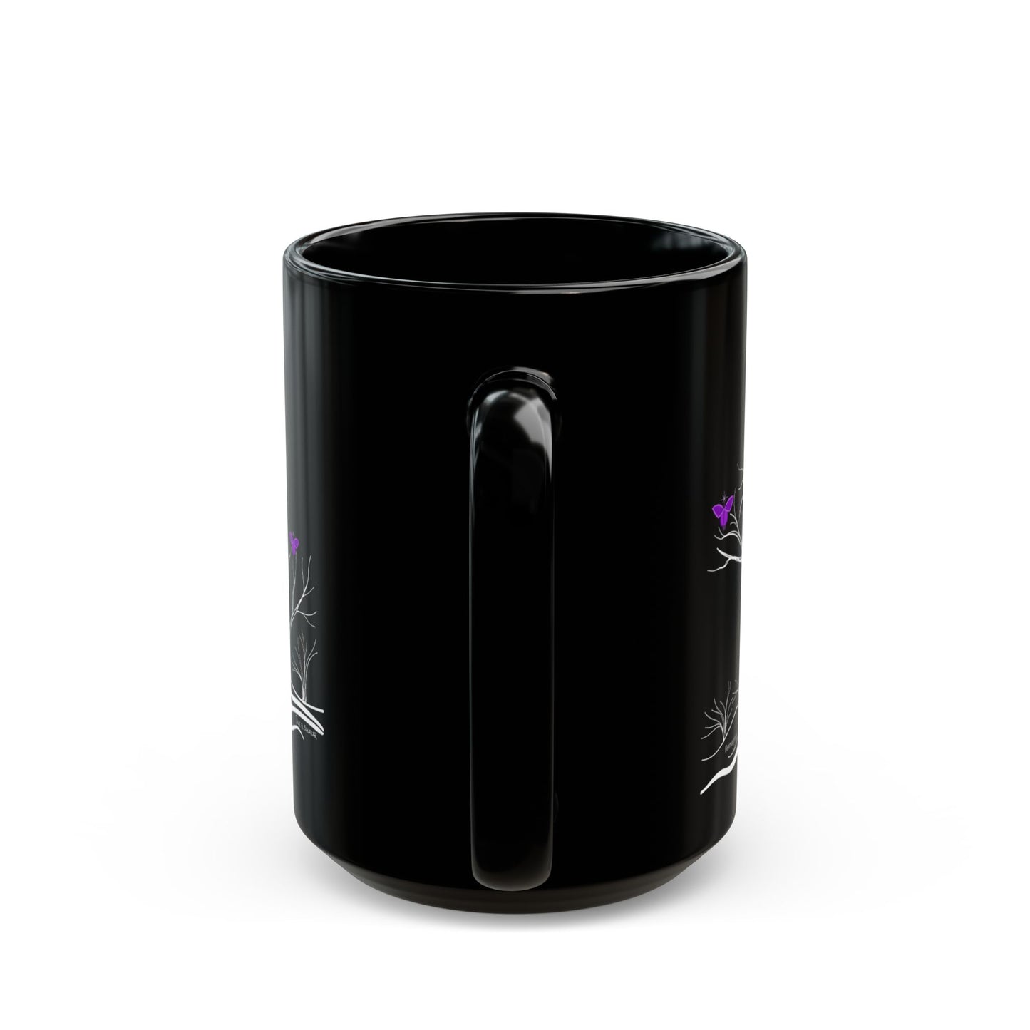 "Reimagining", IMAGINE™ Series, Hand-Drawn Art Print, Black Ceramic Mug—7 of 7 Butterfly Graces Collection—15 oz or 11 oz