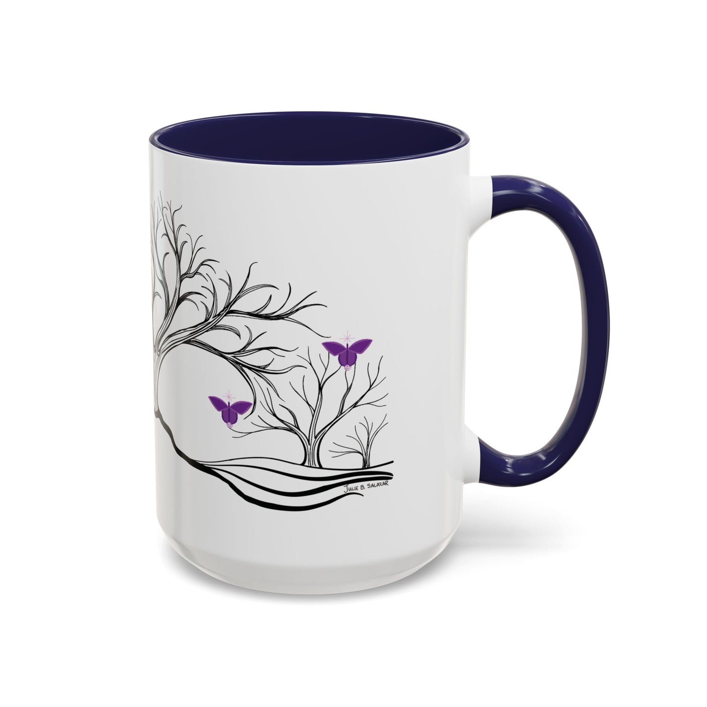 "Reimagining", IMAGINE™ Series, Hand-Drawn Art Print, White Ceramic Accent Mug—7 of 7 Butterfly Graces Collection—15 oz or 11 oz