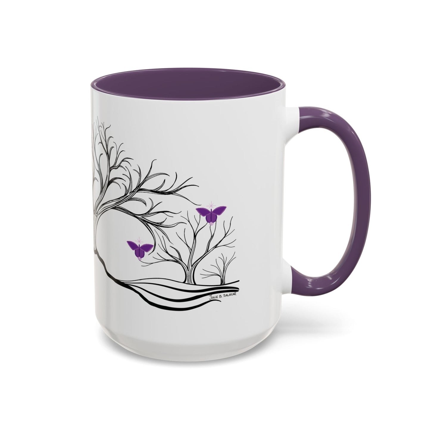 "Reimagining", IMAGINE™ Series, Hand-Drawn Art Print, White Ceramic Accent Mug—7 of 7 Butterfly Graces Collection—15 oz or 11 oz