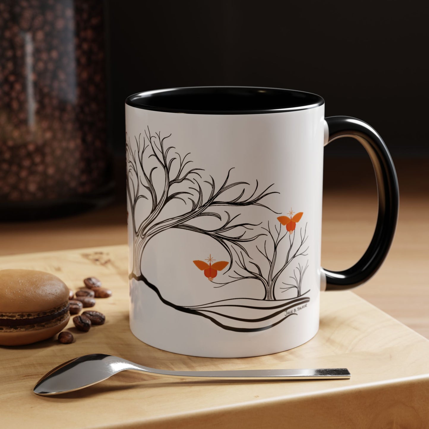 "Replenishing", IMAGINE™ Series, Hand-Drawn Art Print, White Ceramic Accent Mug—2 of 7 Butterfly Graces Collection—15 oz or 11 oz