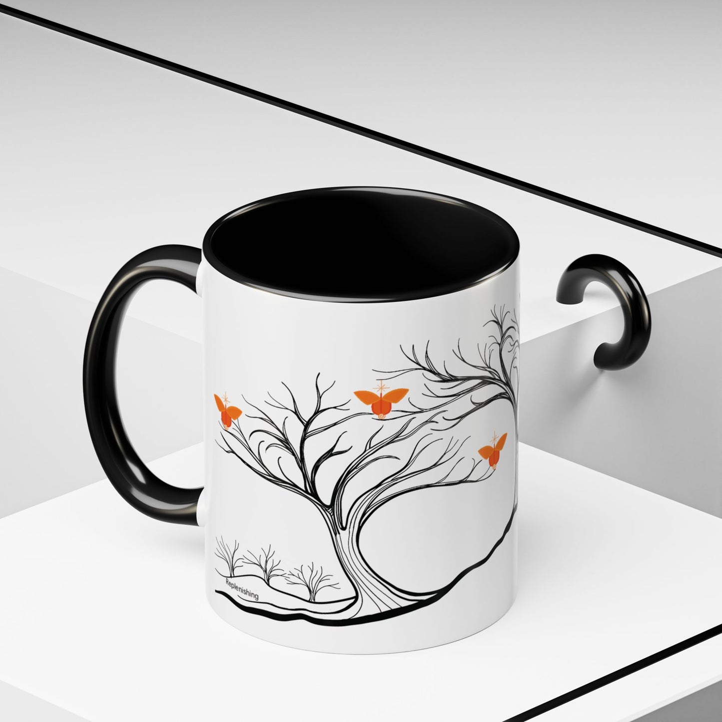 "Replenishing", IMAGINE™ Series, Hand-Drawn Art Print, White Ceramic Accent Mug—2 of 7 Butterfly Graces Collection—15 oz or 11 oz