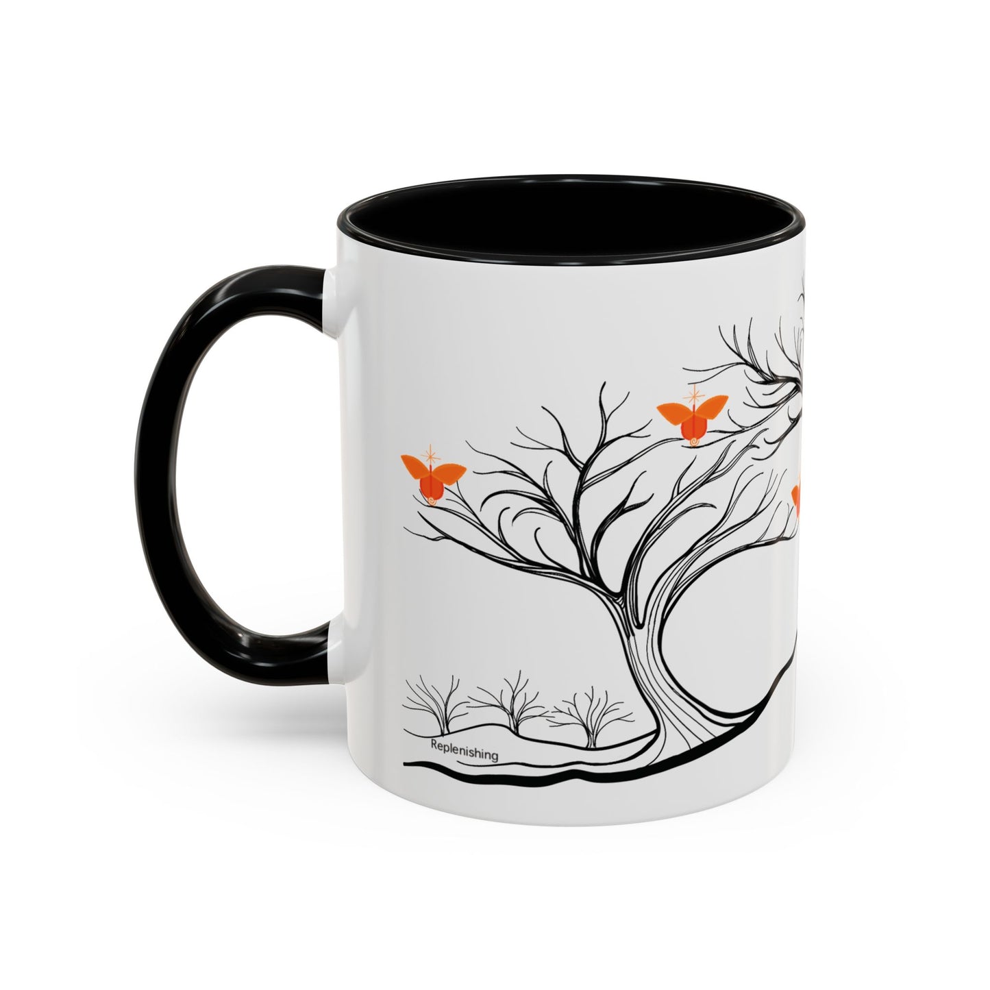 "Replenishing", IMAGINE™ Series, Hand-Drawn Art Print, White Ceramic Accent Mug—2 of 7 Butterfly Graces Collection—15 oz or 11 oz