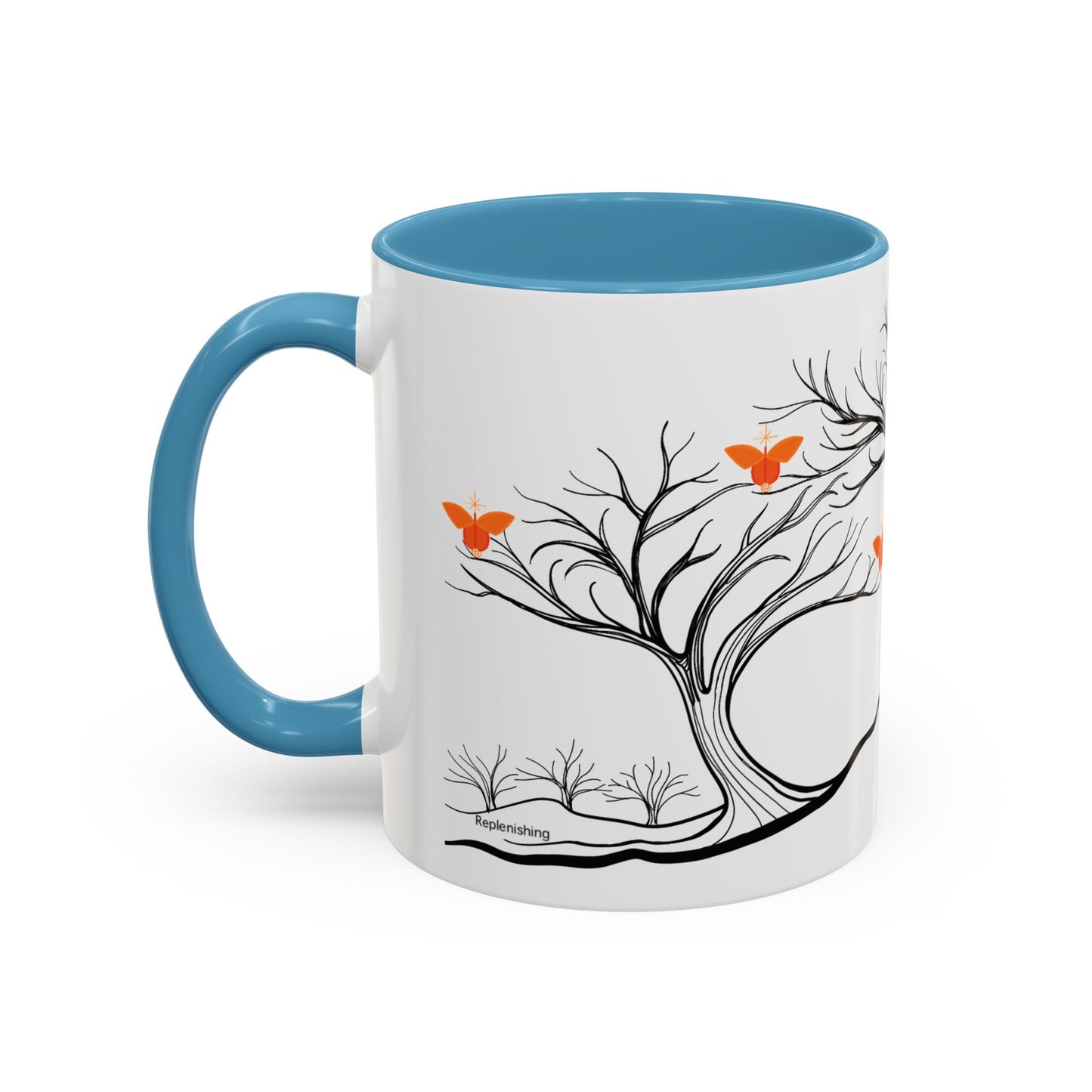 "Replenishing", IMAGINE™ Series, Hand-Drawn Art Print, White Ceramic Accent Mug—2 of 7 Butterfly Graces Collection—15 oz or 11 oz