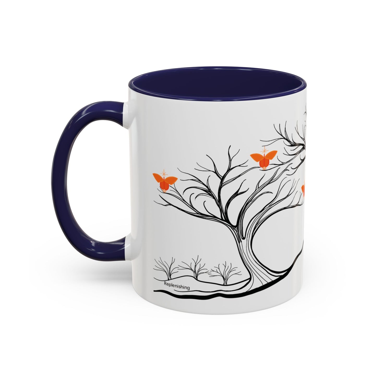 "Replenishing", IMAGINE™ Series, Hand-Drawn Art Print, White Ceramic Accent Mug—2 of 7 Butterfly Graces Collection—15 oz or 11 oz