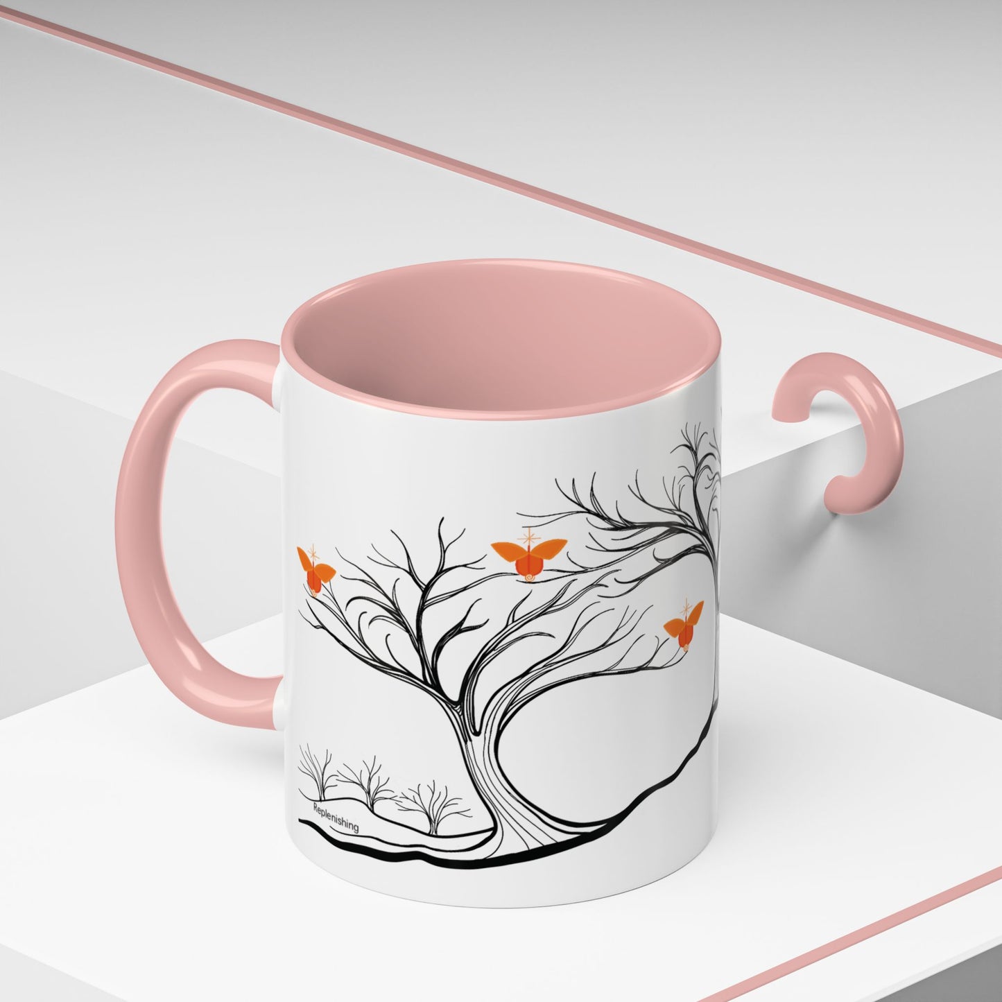 "Replenishing", IMAGINE™ Series, Hand-Drawn Art Print, White Ceramic Accent Mug—2 of 7 Butterfly Graces Collection—15 oz or 11 oz