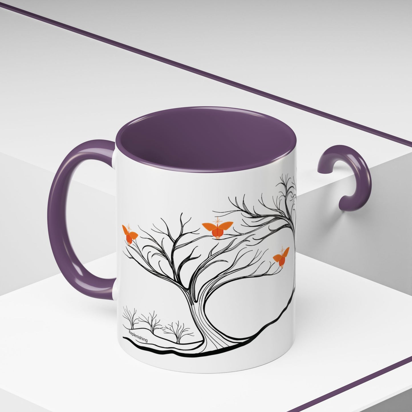 "Replenishing", IMAGINE™ Series, Hand-Drawn Art Print, White Ceramic Accent Mug—2 of 7 Butterfly Graces Collection—15 oz or 11 oz