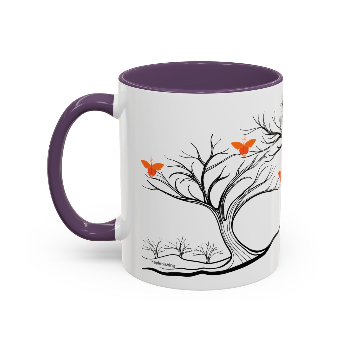 "Replenishing", IMAGINE™ Series, Hand-Drawn Art Print, White Ceramic Accent Mug—2 of 7 Butterfly Graces Collection—15 oz or 11 oz