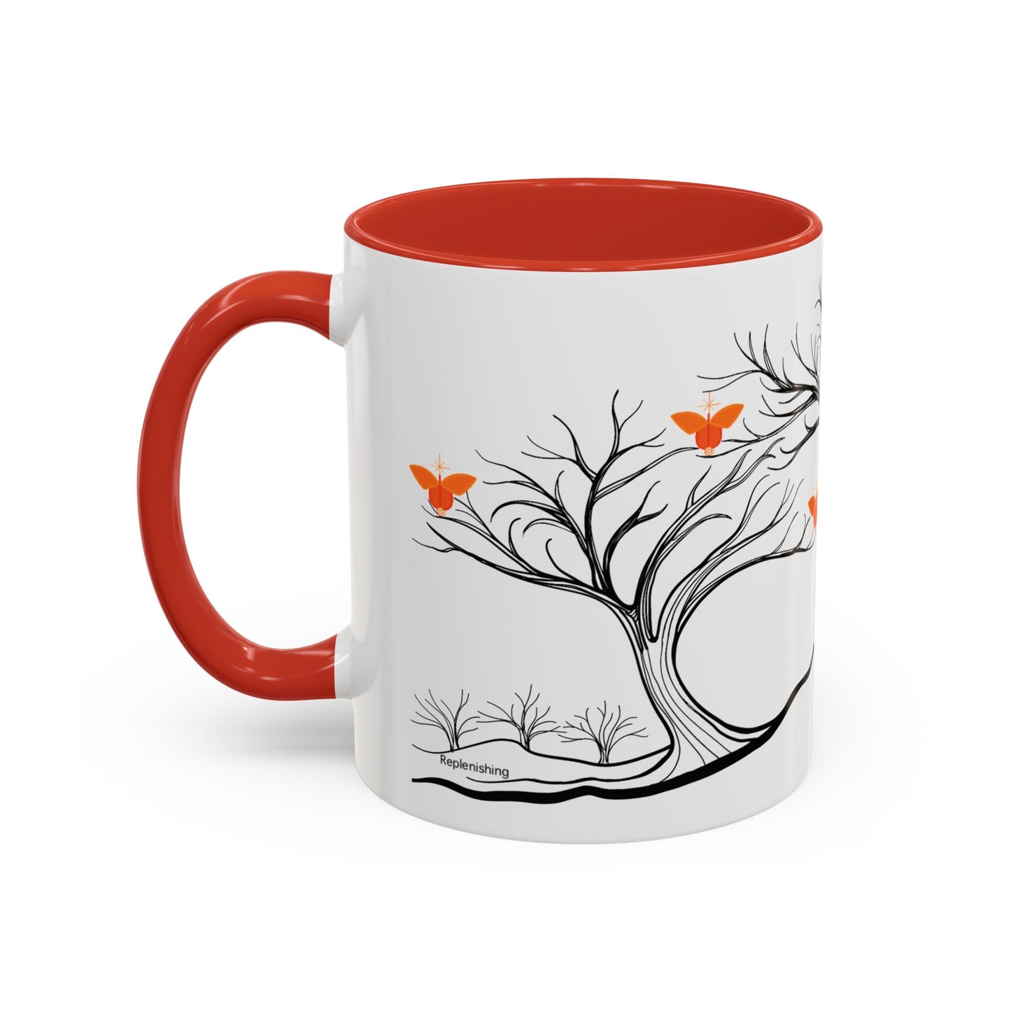 "Replenishing", IMAGINE™ Series, Hand-Drawn Art Print, White Ceramic Accent Mug—2 of 7 Butterfly Graces Collection—15 oz or 11 oz