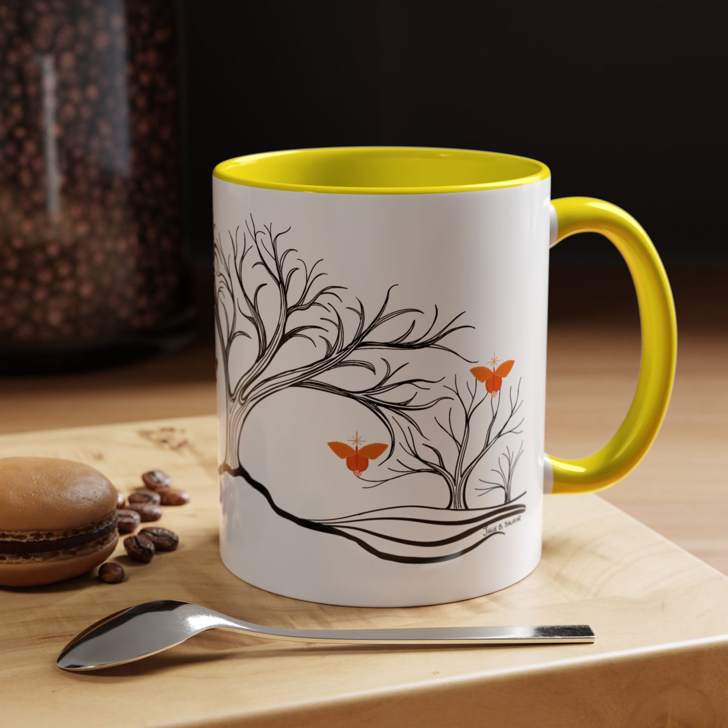 "Replenishing", IMAGINE™ Series, Hand-Drawn Art Print, White Ceramic Accent Mug—2 of 7 Butterfly Graces Collection—15 oz or 11 oz