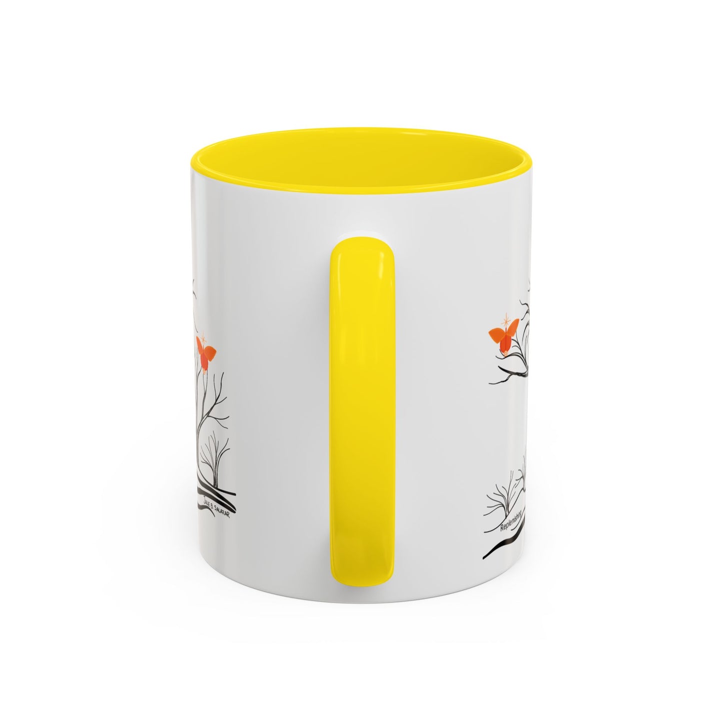 "Replenishing", IMAGINE™ Series, Hand-Drawn Art Print, White Ceramic Accent Mug—2 of 7 Butterfly Graces Collection—15 oz or 11 oz