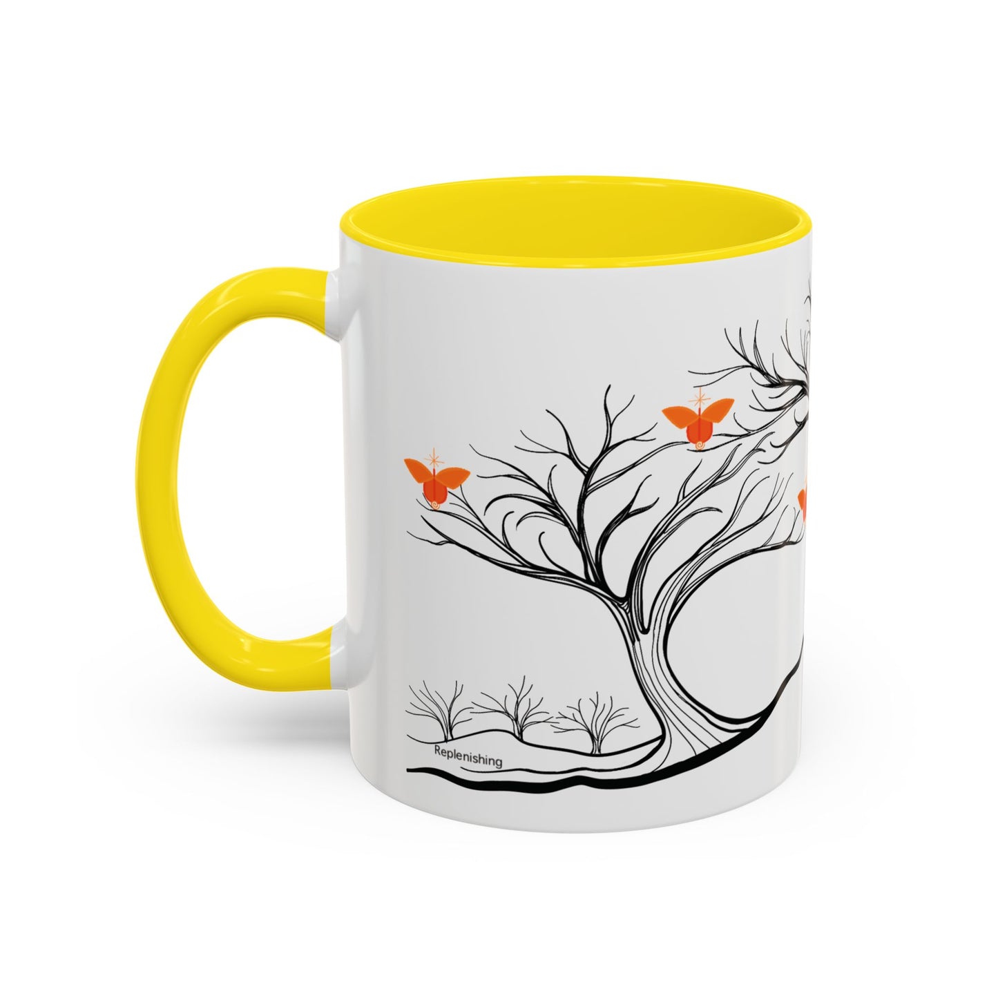 "Replenishing", IMAGINE™ Series, Hand-Drawn Art Print, White Ceramic Accent Mug—2 of 7 Butterfly Graces Collection—15 oz or 11 oz