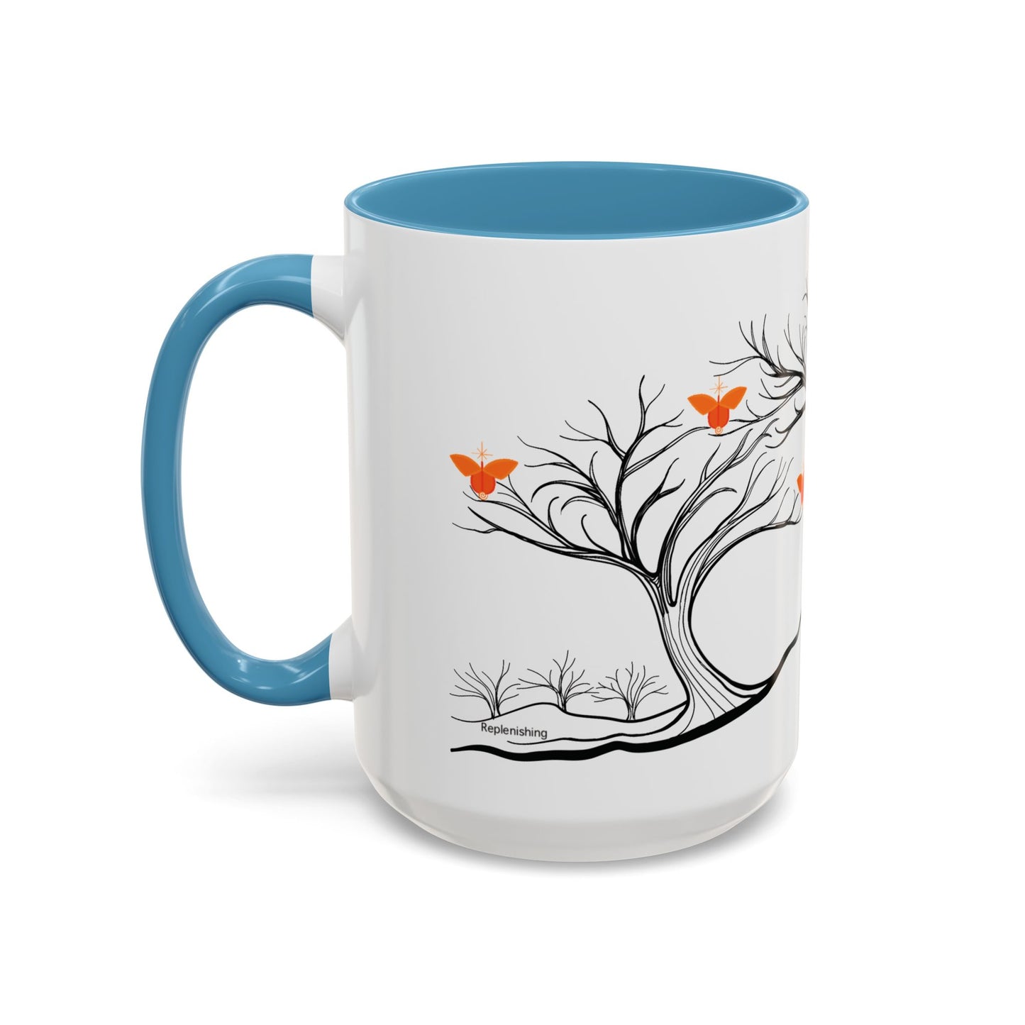 "Replenishing", IMAGINE™ Series, Hand-Drawn Art Print, White Ceramic Accent Mug—2 of 7 Butterfly Graces Collection—15 oz or 11 oz
