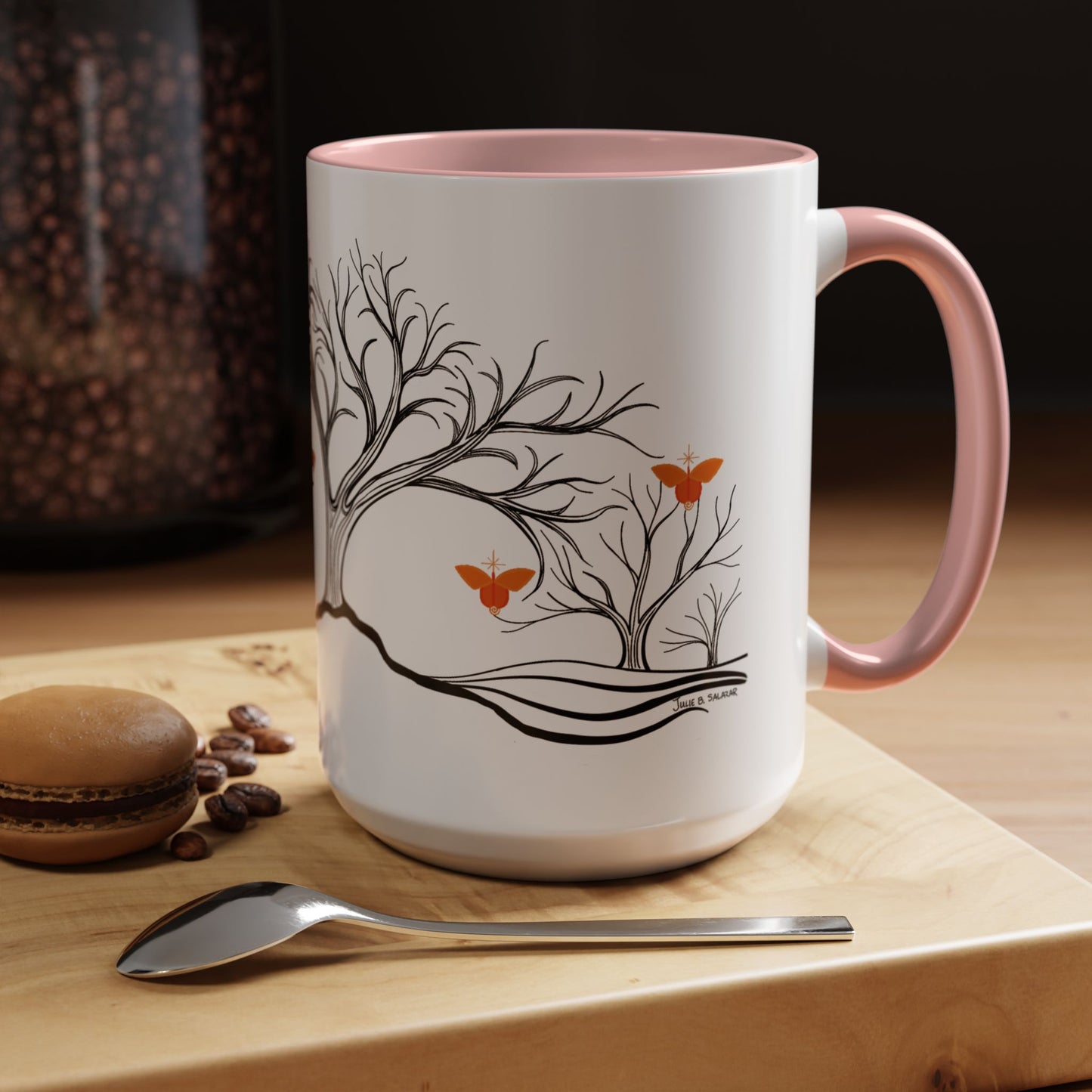 "Replenishing", IMAGINE™ Series, Hand-Drawn Art Print, White Ceramic Accent Mug—2 of 7 Butterfly Graces Collection—15 oz or 11 oz
