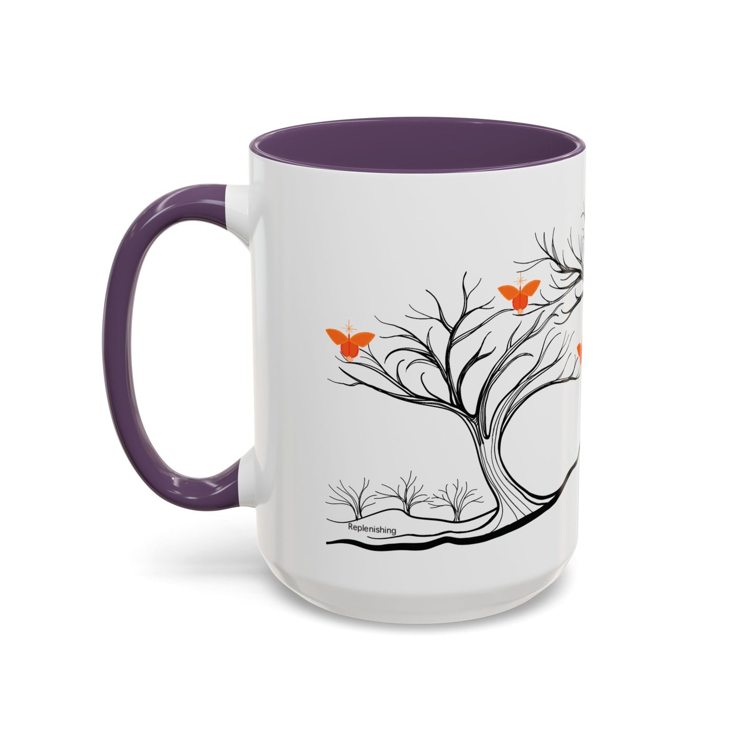 "Replenishing", IMAGINE™ Series, Hand-Drawn Art Print, White Ceramic Accent Mug—2 of 7 Butterfly Graces Collection—15 oz or 11 oz