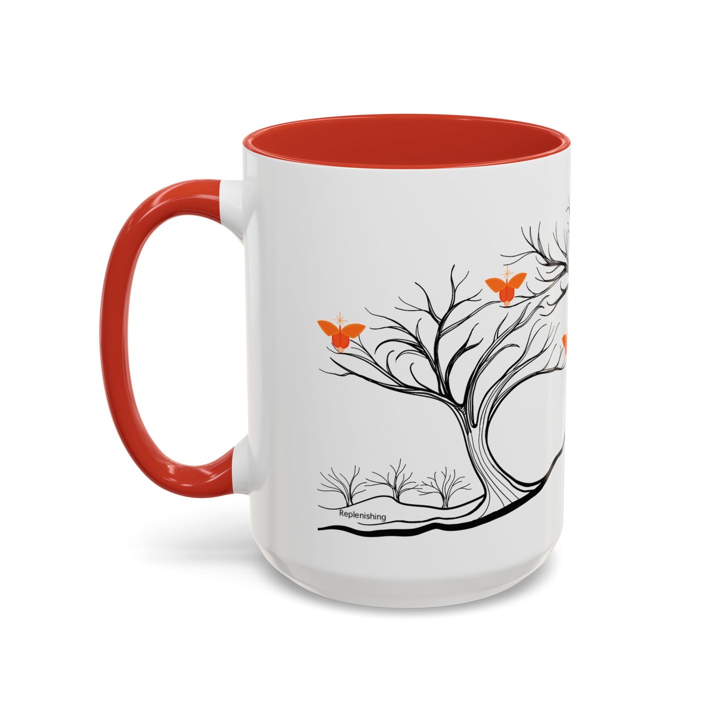 "Replenishing", IMAGINE™ Series, Hand-Drawn Art Print, White Ceramic Accent Mug—2 of 7 Butterfly Graces Collection—15 oz or 11 oz