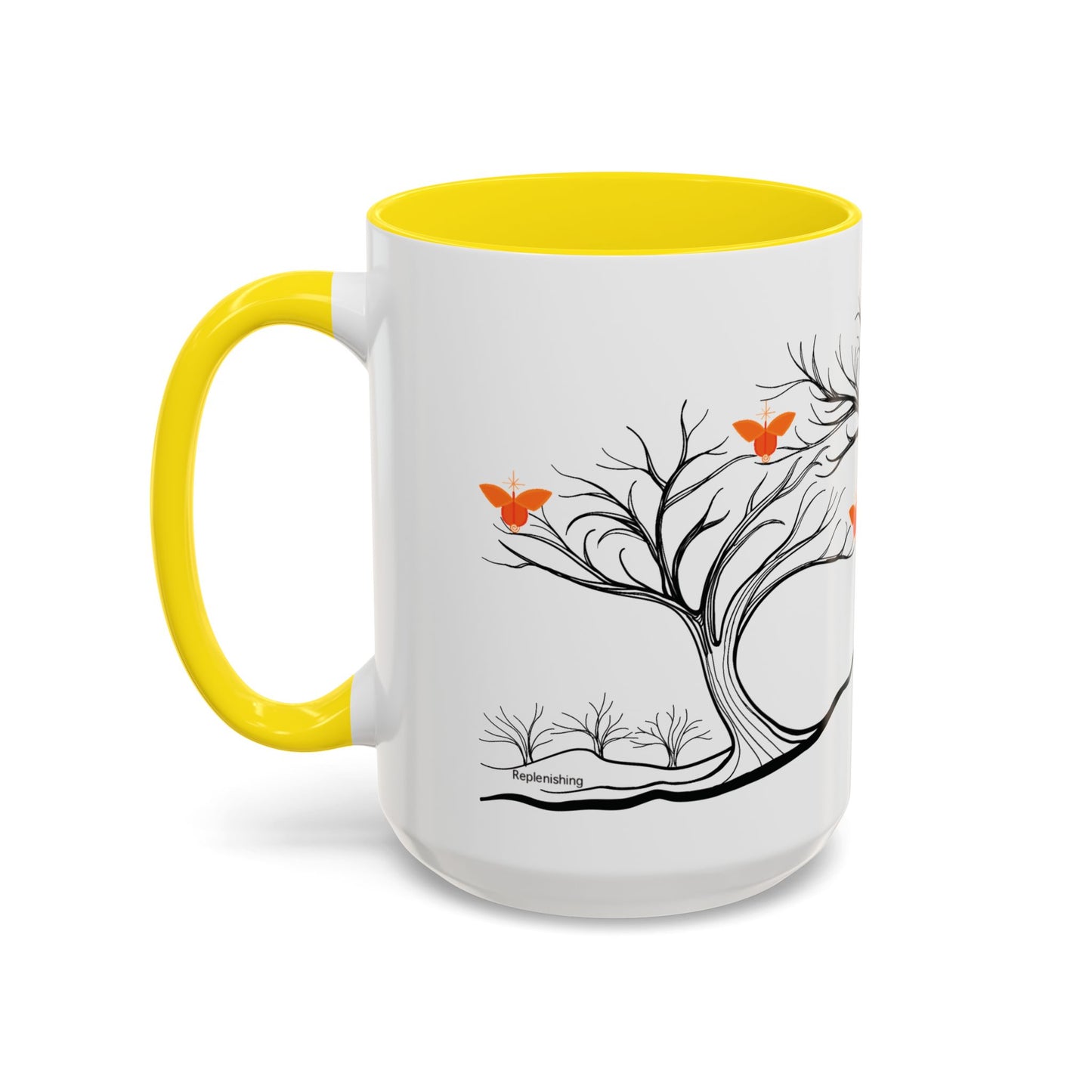 "Replenishing", IMAGINE™ Series, Hand-Drawn Art Print, White Ceramic Accent Mug—2 of 7 Butterfly Graces Collection—15 oz or 11 oz