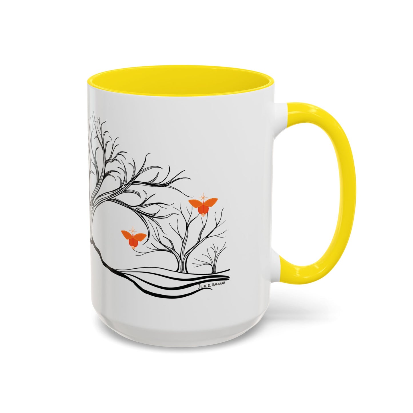 "Replenishing", IMAGINE™ Series, Hand-Drawn Art Print, White Ceramic Accent Mug—2 of 7 Butterfly Graces Collection—15 oz or 11 oz