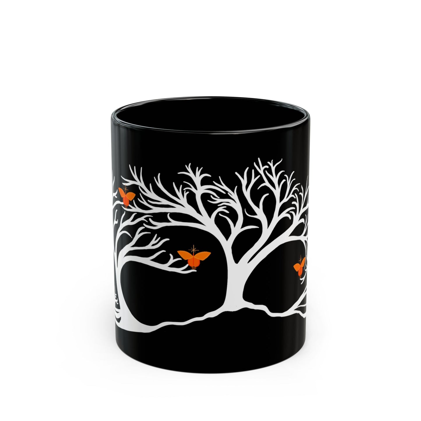 "Replenishing", IMAGINE™ Series, Hand-Drawn Art Print, Black Ceramic Mug—2 of 7 Butterfly Graces Collection—15 oz or 11 oz