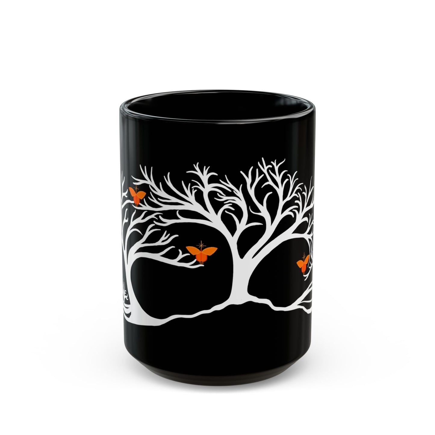 "Replenishing", IMAGINE™ Series, Hand-Drawn Art Print, Black Ceramic Mug—2 of 7 Butterfly Graces Collection—15 oz or 11 oz