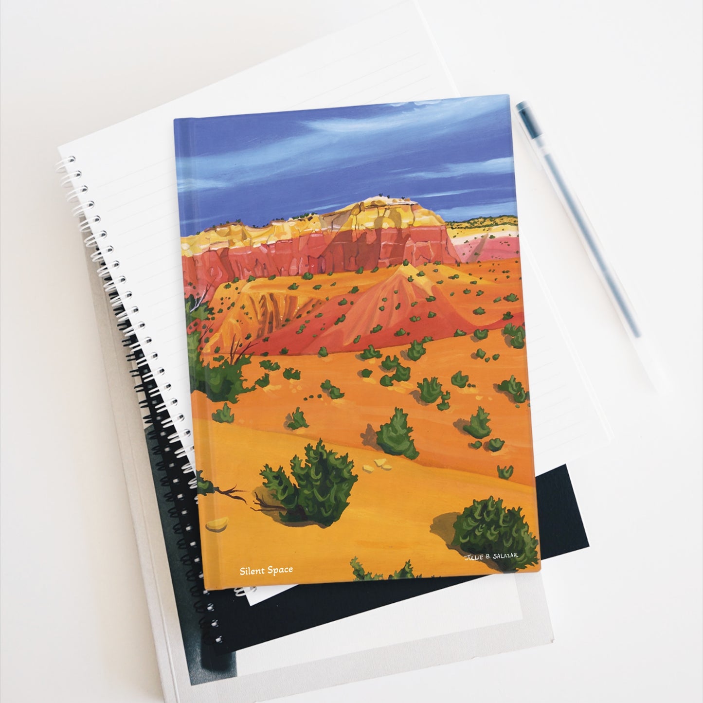 "Silent Space", Southwest Landscape, Oil on Paper Art Print, Hardcover Journal—Lined or Blank