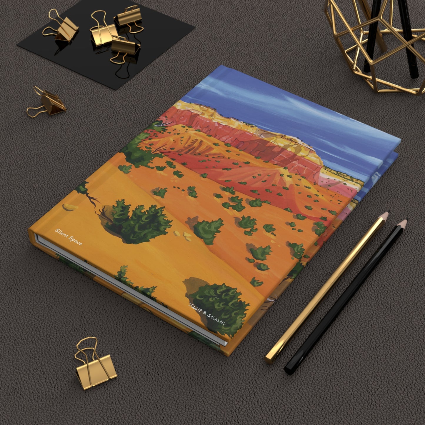 "Silent Space", Southwest Landscape, Oil on Paper Art Print, Hardcover Journal—Lined or Blank
