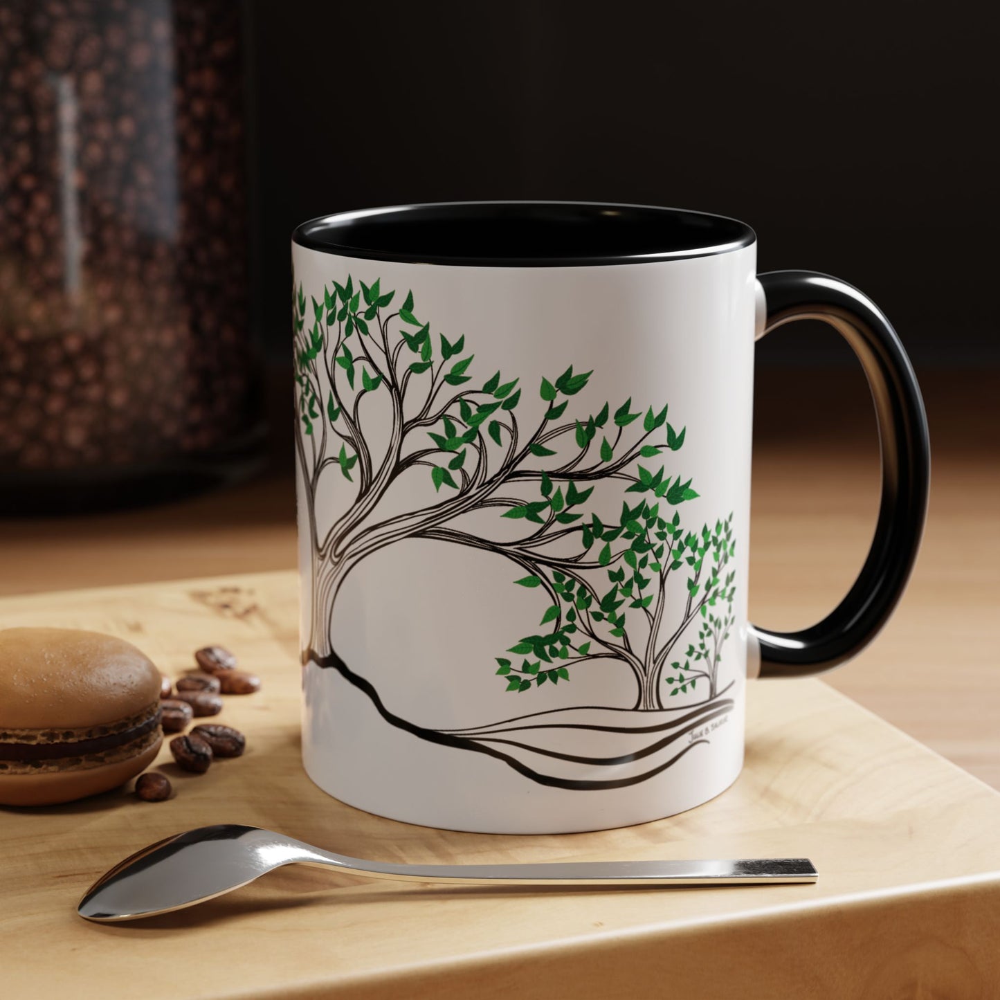 “Summer Dream”, IMAGINE™ Series, Hand-Drawn Art Print, White Ceramic Accent Mug—2 of 4 Seasons Collection—15 oz or 11 oz