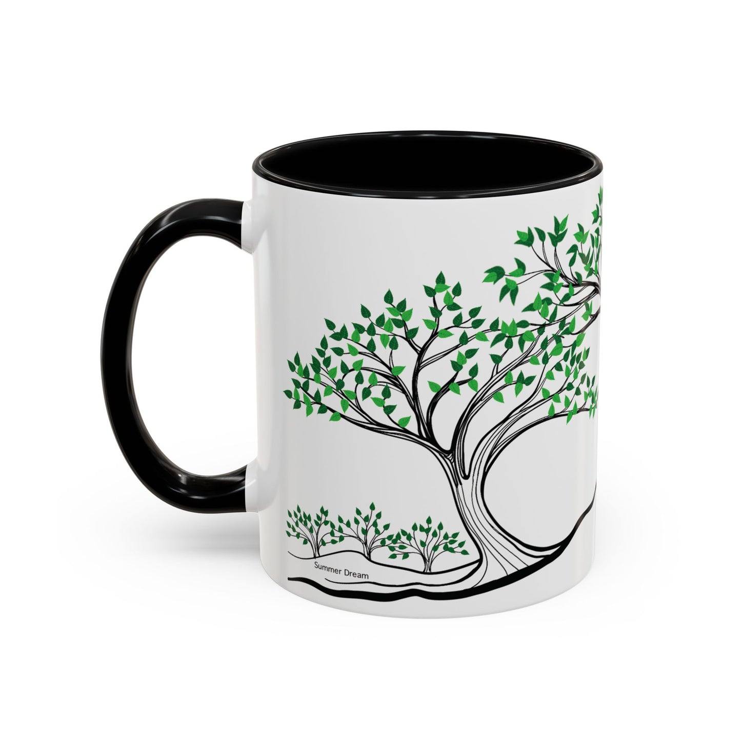 “Summer Dream”, IMAGINE™ Series, Hand-Drawn Art Print, White Ceramic Accent Mug—2 of 4 Seasons Collection—15 oz or 11 oz