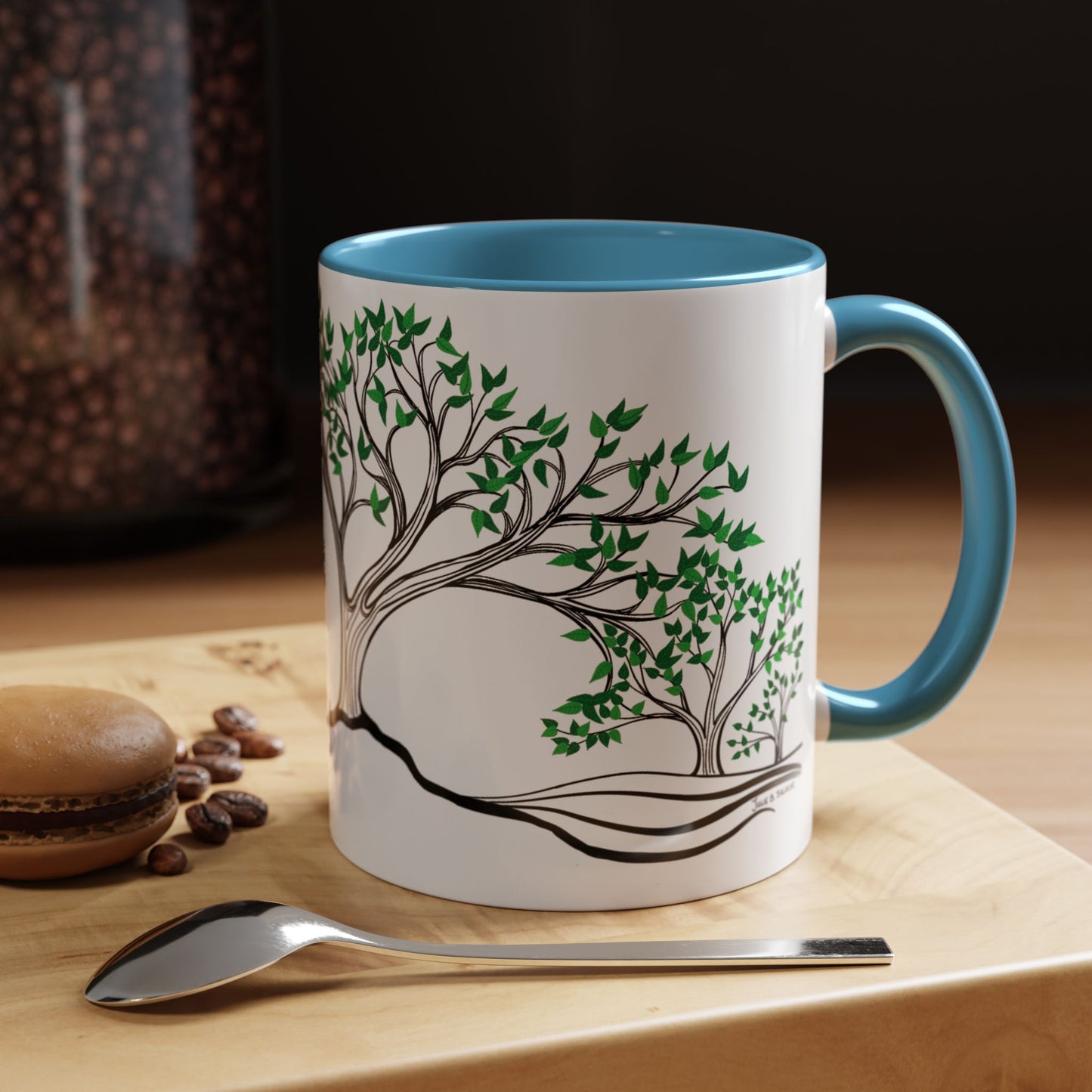 “Summer Dream”, IMAGINE™ Series, Hand-Drawn Art Print, White Ceramic Accent Mug—2 of 4 Seasons Collection—15 oz or 11 oz