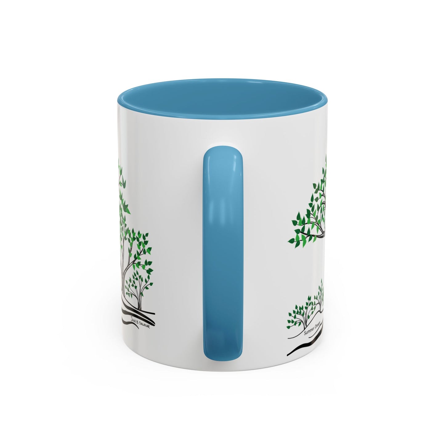 “Summer Dream”, IMAGINE™ Series, Hand-Drawn Art Print, White Ceramic Accent Mug—2 of 4 Seasons Collection—15 oz or 11 oz