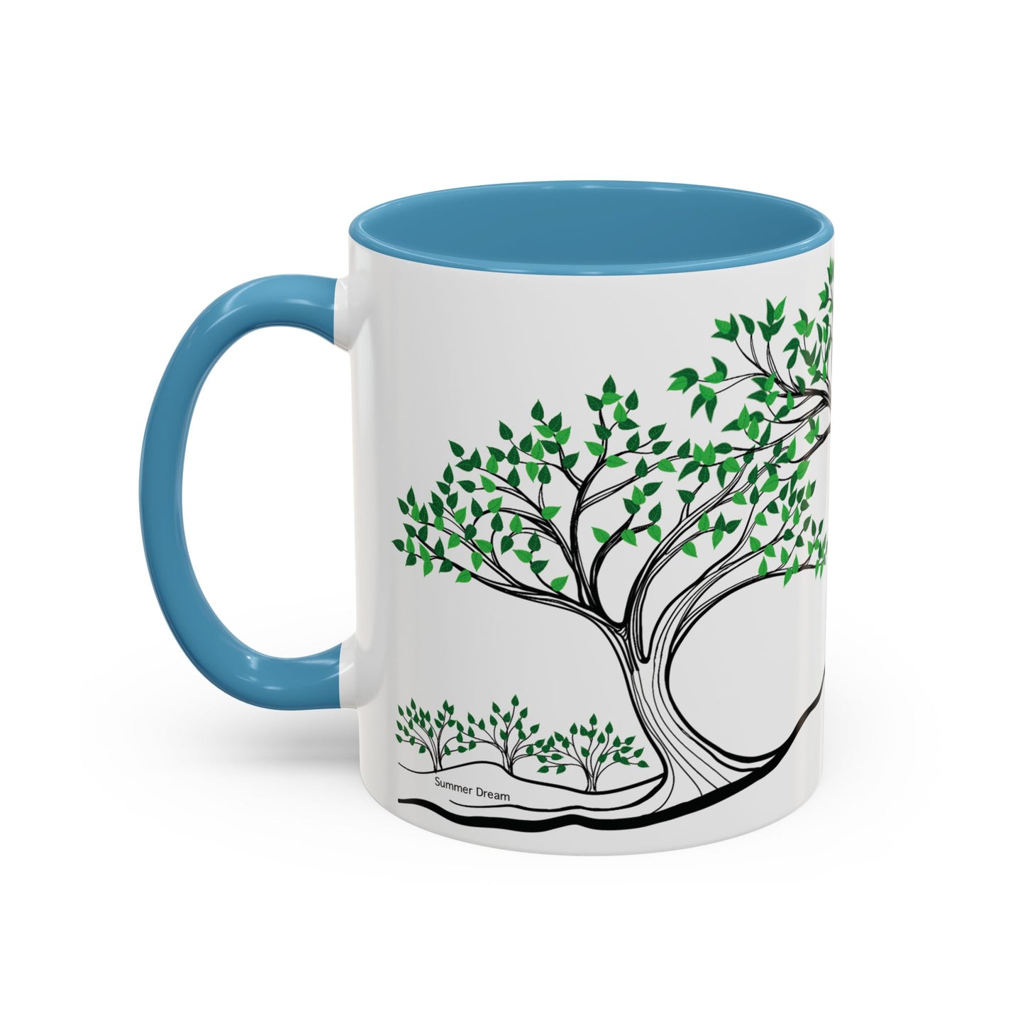 “Summer Dream”, IMAGINE™ Series, Hand-Drawn Art Print, White Ceramic Accent Mug—2 of 4 Seasons Collection—15 oz or 11 oz