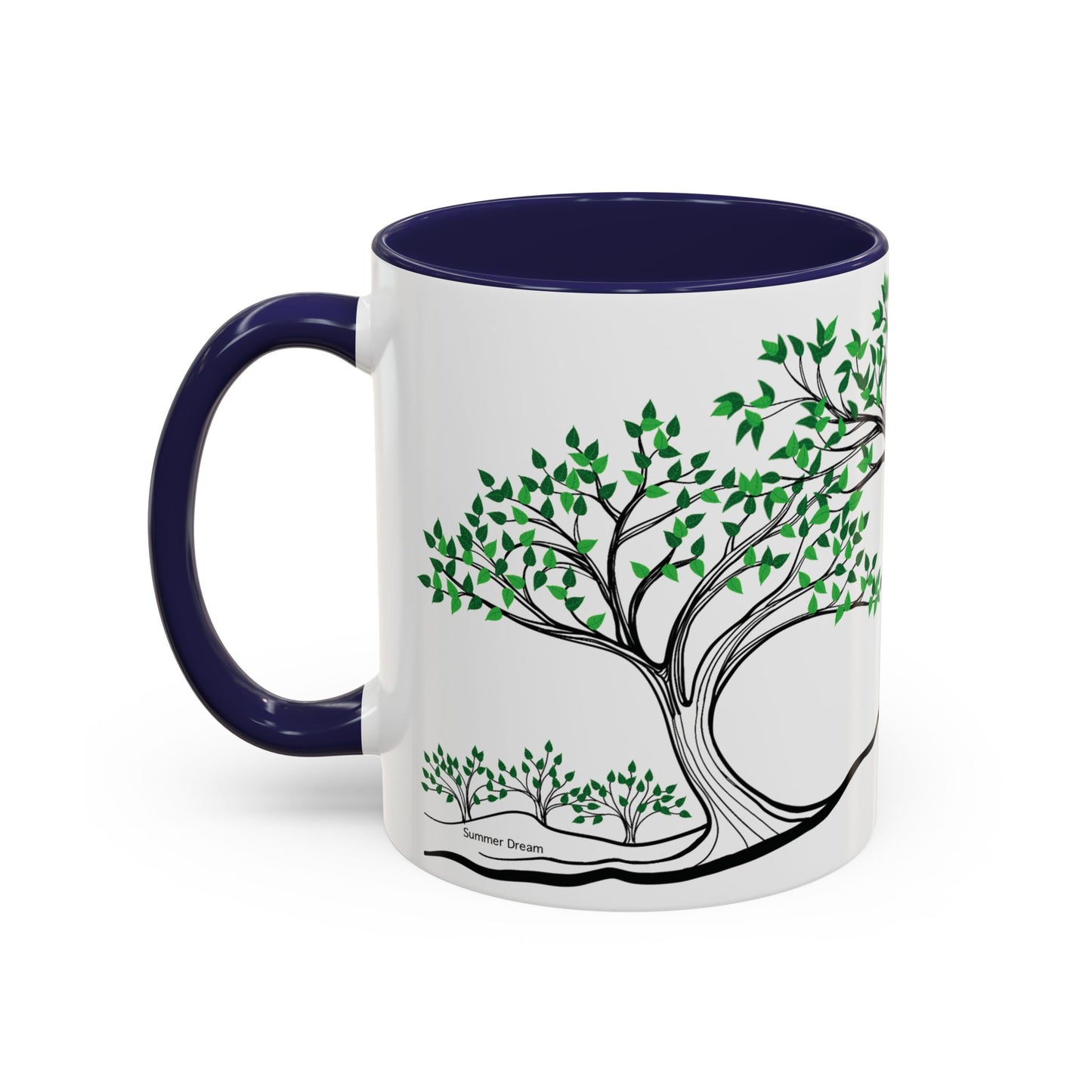 “Summer Dream”, IMAGINE™ Series, Hand-Drawn Art Print, White Ceramic Accent Mug—2 of 4 Seasons Collection—15 oz or 11 oz