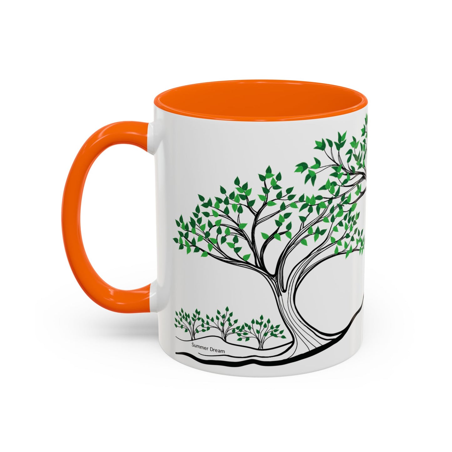 “Summer Dream”, IMAGINE™ Series, Hand-Drawn Art Print, White Ceramic Accent Mug—2 of 4 Seasons Collection—15 oz or 11 oz