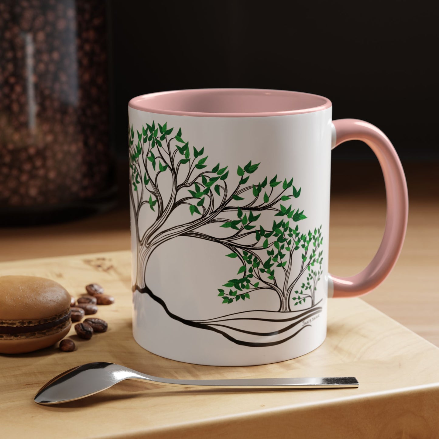 “Summer Dream”, IMAGINE™ Series, Hand-Drawn Art Print, White Ceramic Accent Mug—2 of 4 Seasons Collection—15 oz or 11 oz