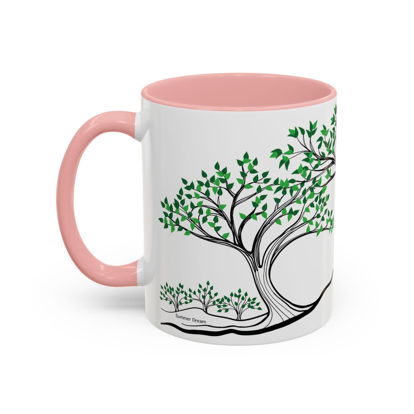 “Summer Dream”, IMAGINE™ Series, Hand-Drawn Art Print, White Ceramic Accent Mug—2 of 4 Seasons Collection—15 oz or 11 oz