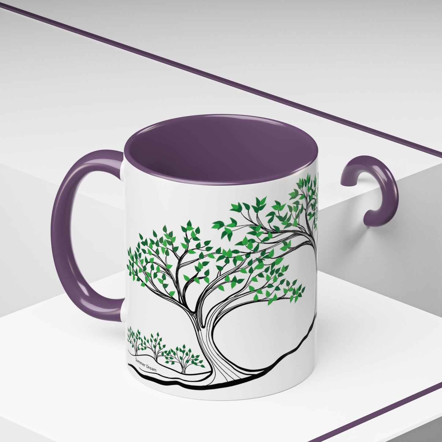 “Summer Dream”, IMAGINE™ Series, Hand-Drawn Art Print, White Ceramic Accent Mug—2 of 4 Seasons Collection—15 oz or 11 oz
