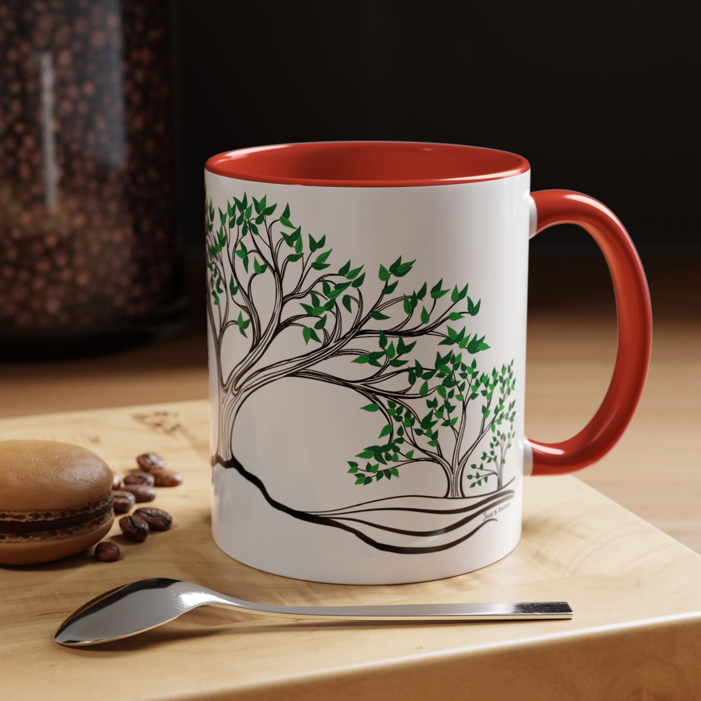 “Summer Dream”, IMAGINE™ Series, Hand-Drawn Art Print, White Ceramic Accent Mug—2 of 4 Seasons Collection—15 oz or 11 oz