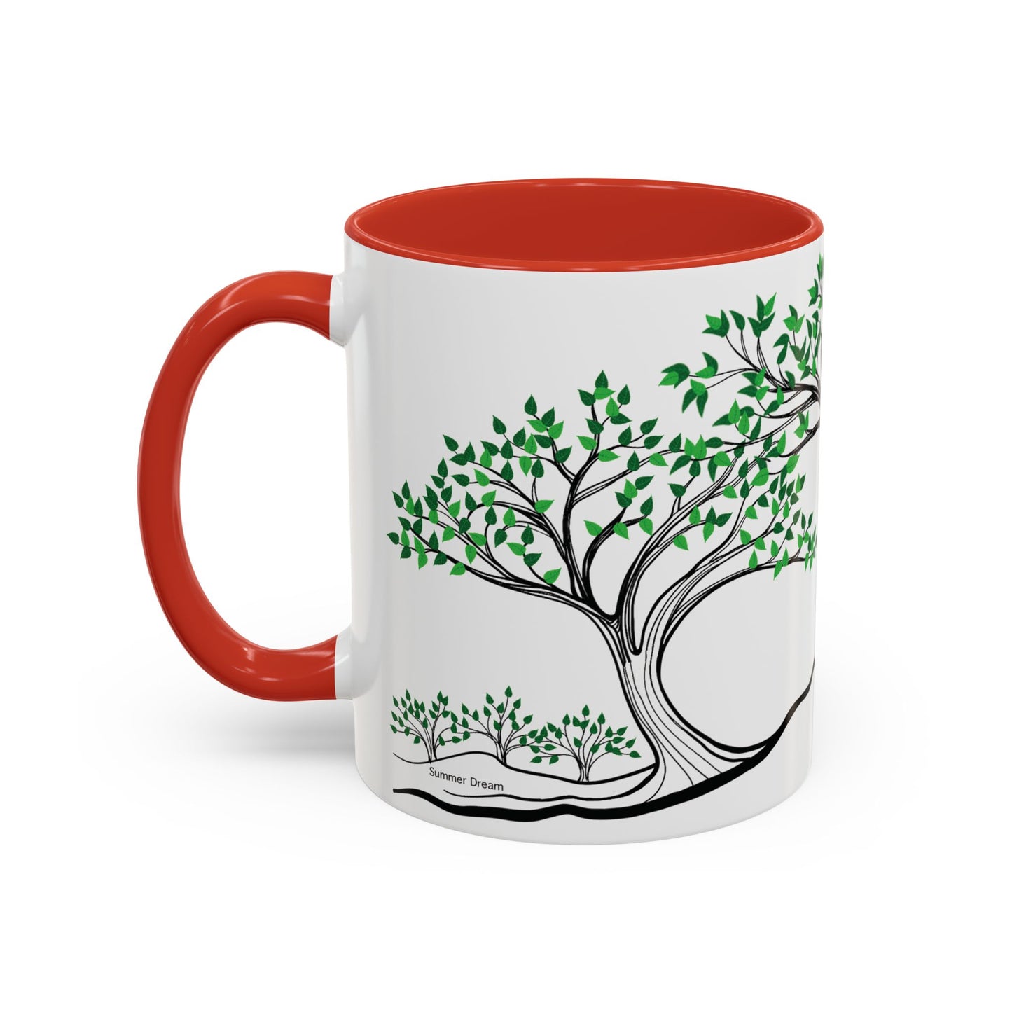 “Summer Dream”, IMAGINE™ Series, Hand-Drawn Art Print, White Ceramic Accent Mug—2 of 4 Seasons Collection—15 oz or 11 oz