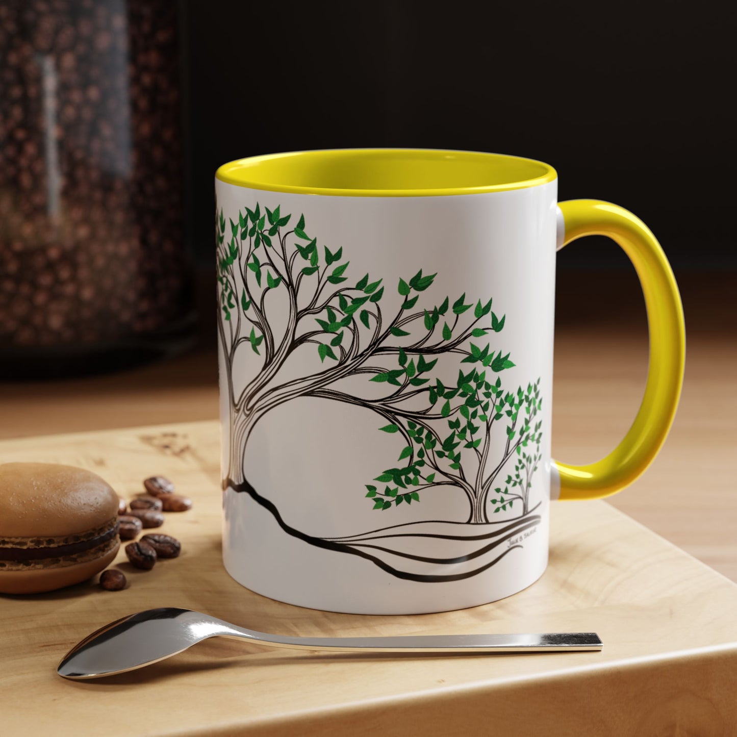 “Summer Dream”, IMAGINE™ Series, Hand-Drawn Art Print, White Ceramic Accent Mug—2 of 4 Seasons Collection—15 oz or 11 oz
