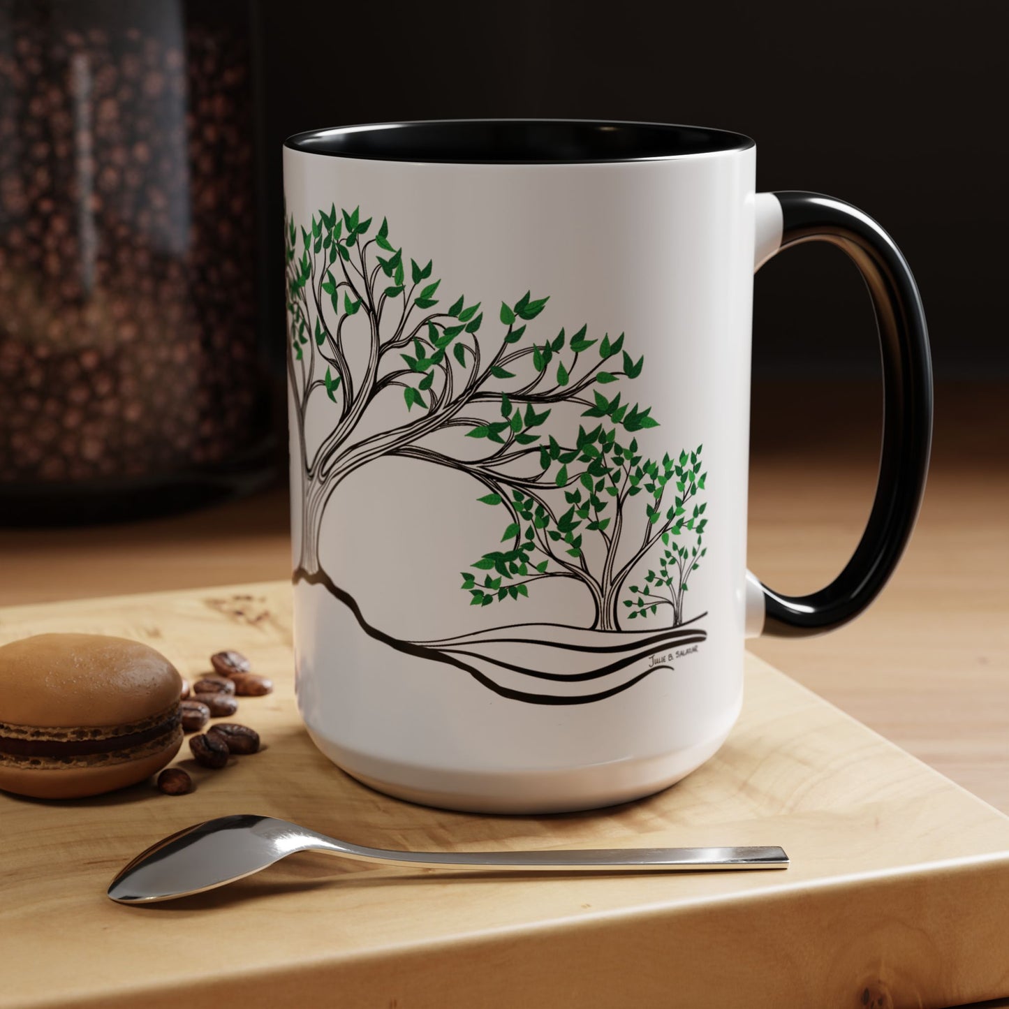 “Summer Dream”, IMAGINE™ Series, Hand-Drawn Art Print, White Ceramic Accent Mug—2 of 4 Seasons Collection—15 oz or 11 oz