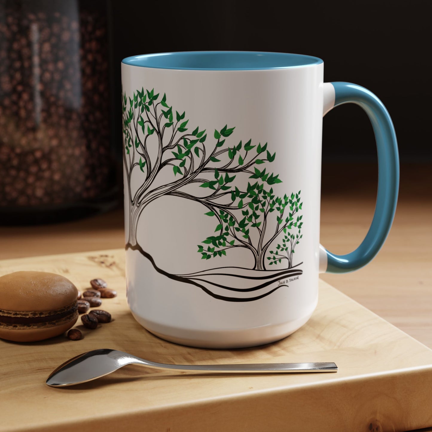 “Summer Dream”, IMAGINE™ Series, Hand-Drawn Art Print, White Ceramic Accent Mug—2 of 4 Seasons Collection—15 oz or 11 oz