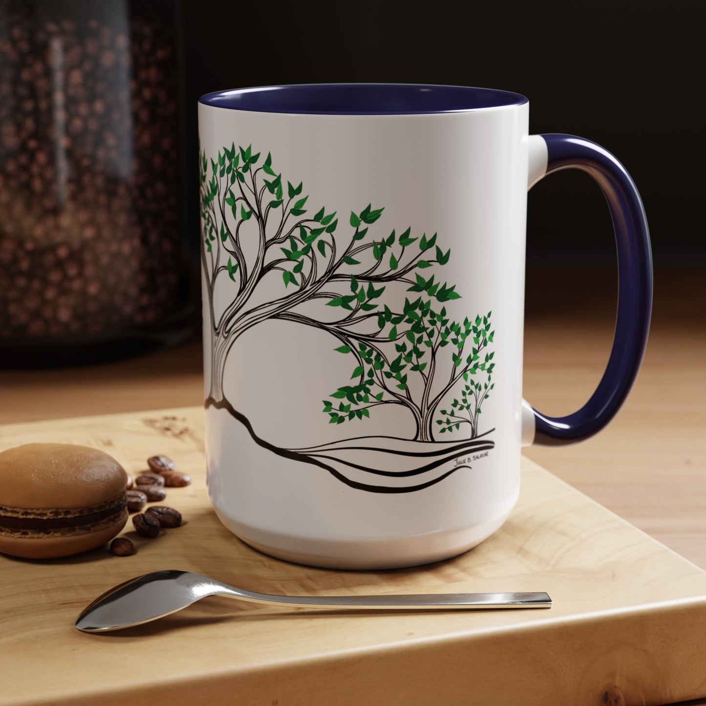 “Summer Dream”, IMAGINE™ Series, Hand-Drawn Art Print, White Ceramic Accent Mug—2 of 4 Seasons Collection—15 oz or 11 oz
